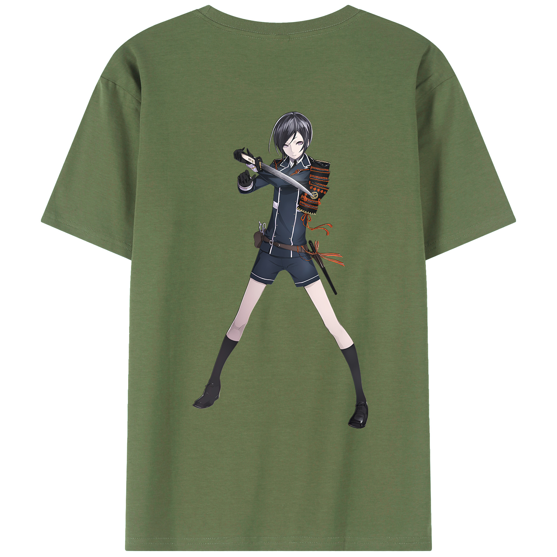 （画像用） 刀剣乱舞 Touken Ranbu 綿100％ メンズ半袖Tシャツ（バックプリント） 通気性